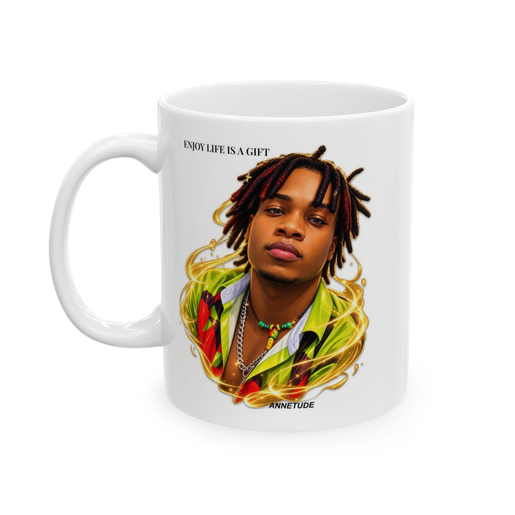 Portrait Photo Coffee Mug — Dreadlocks Artist Face Design (11oz, 15oz)