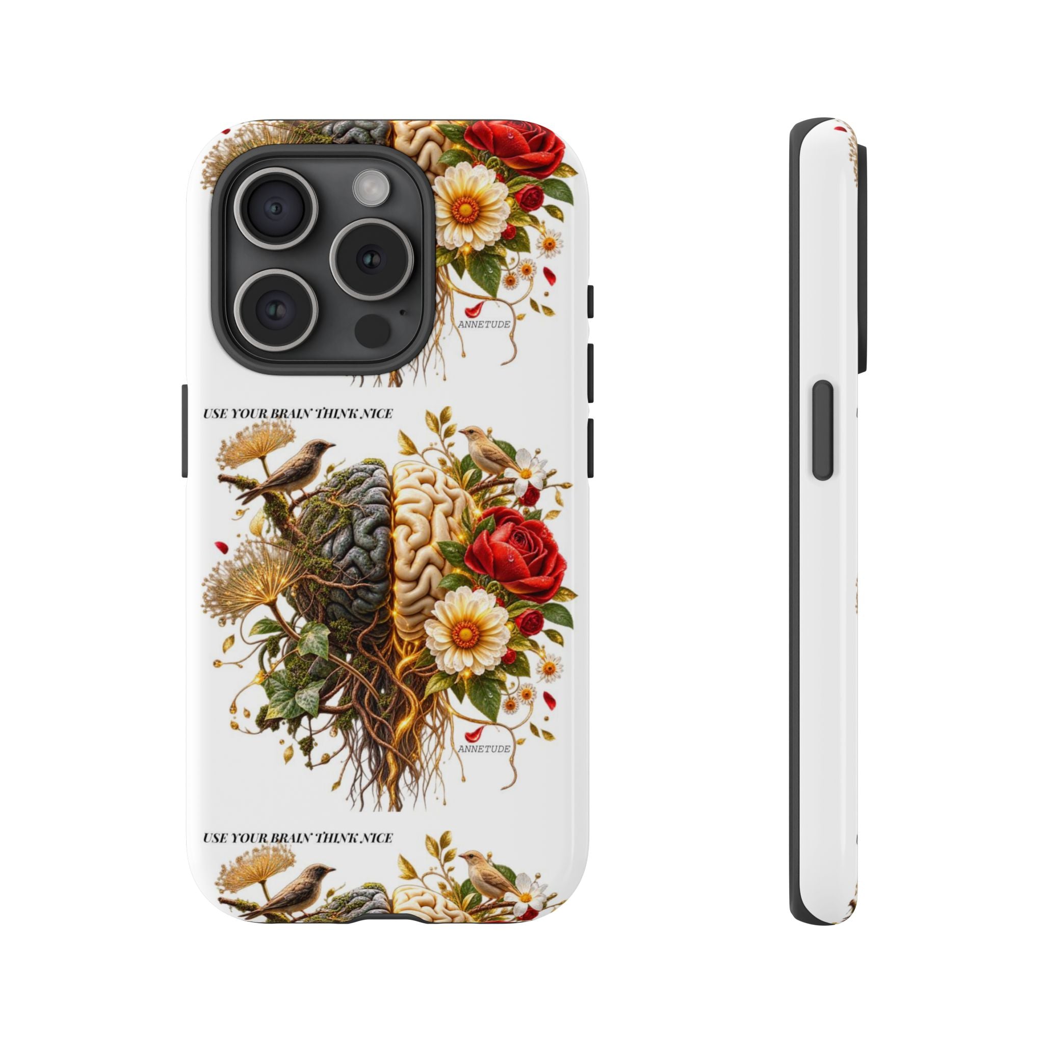 Phone Case — Floral Brain Illustration Protective Cover