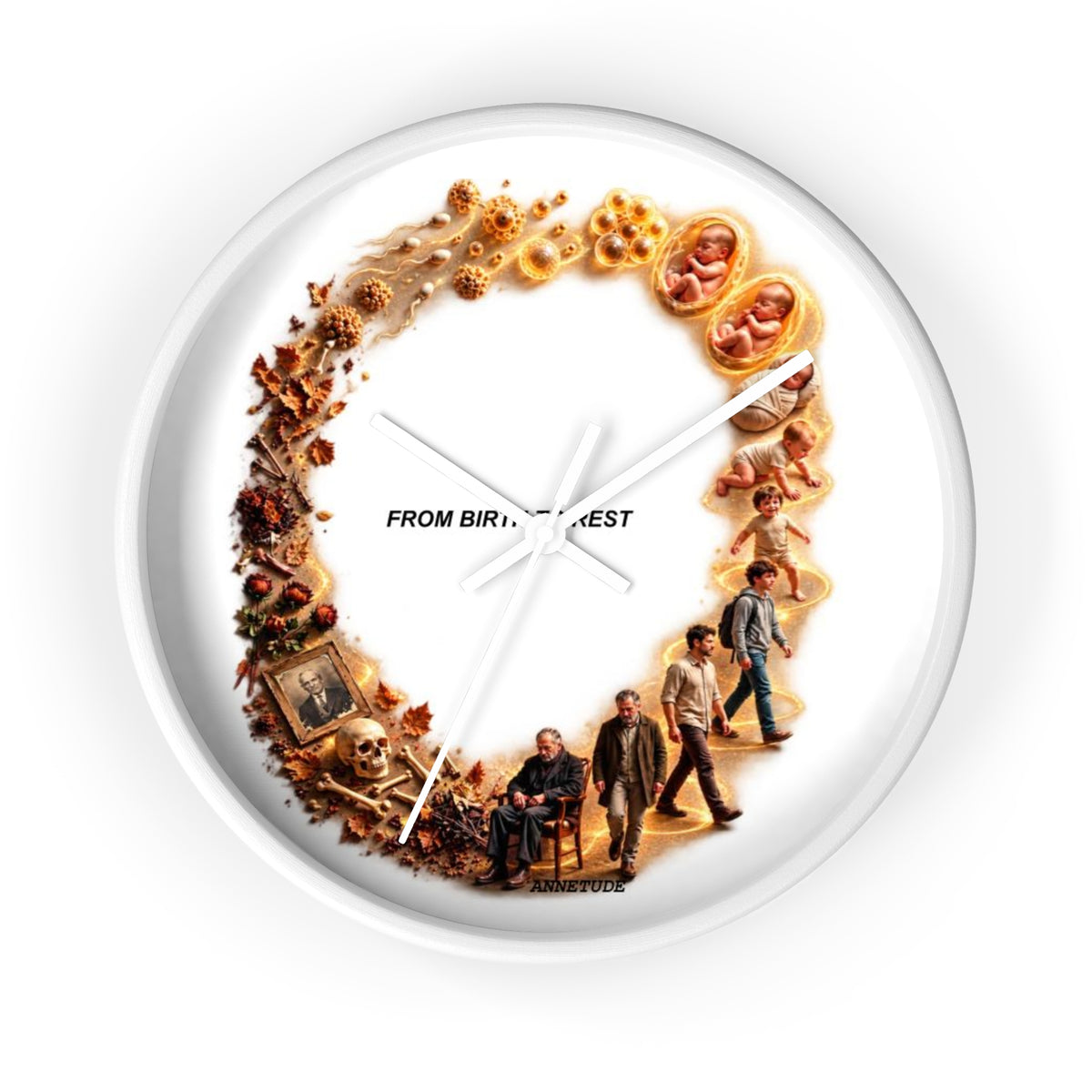 Wall Clock — 'From Birth to Rest' Time Cycle Decorative Clock