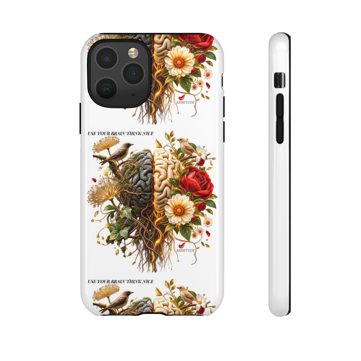 Phone Case — Floral Brain Illustration Protective Cover