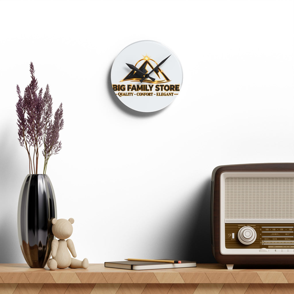 Acrylic Wall Clock — Branded 'Big Family Store' Logo Decorative Clock