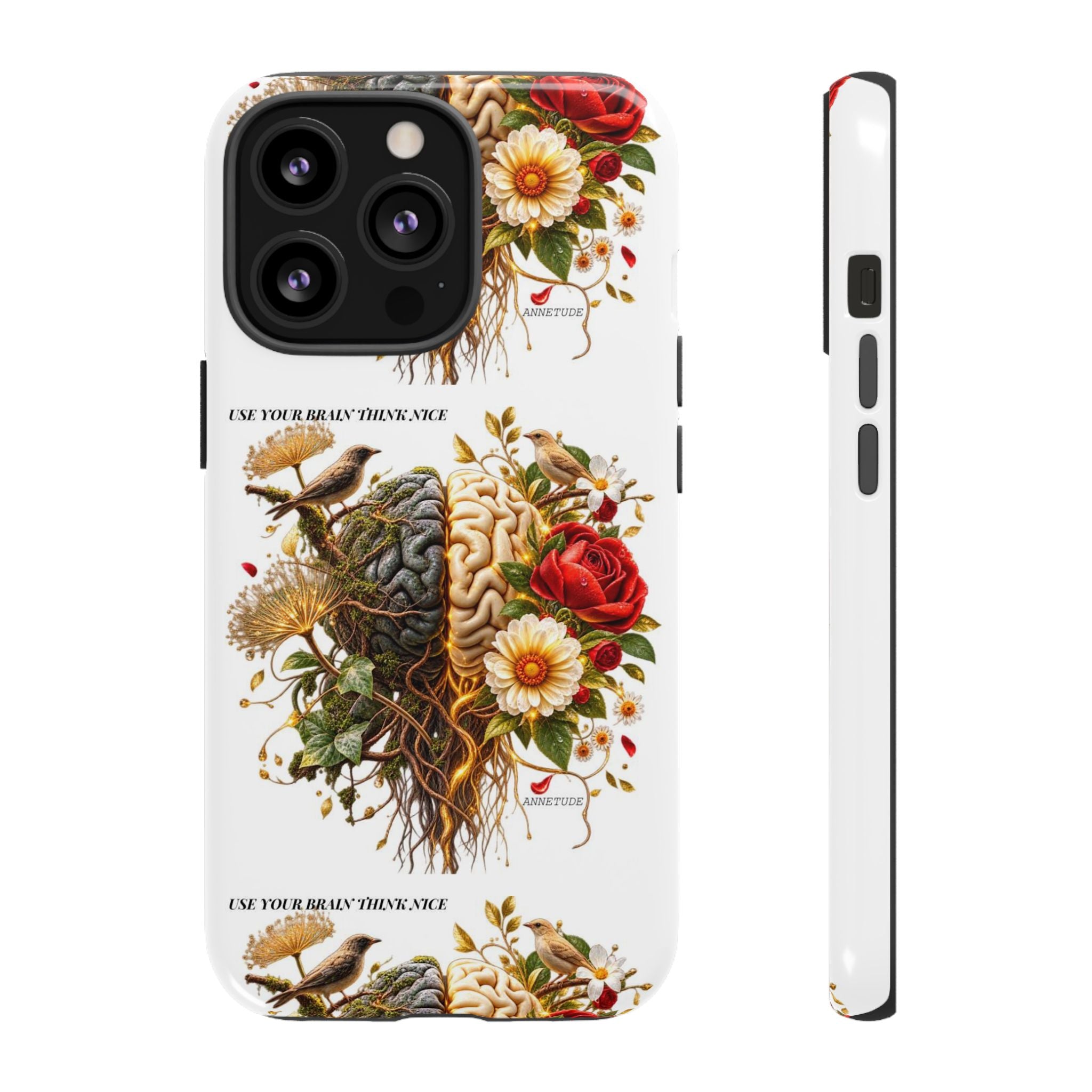 Phone Case — Floral Brain Illustration Protective Cover