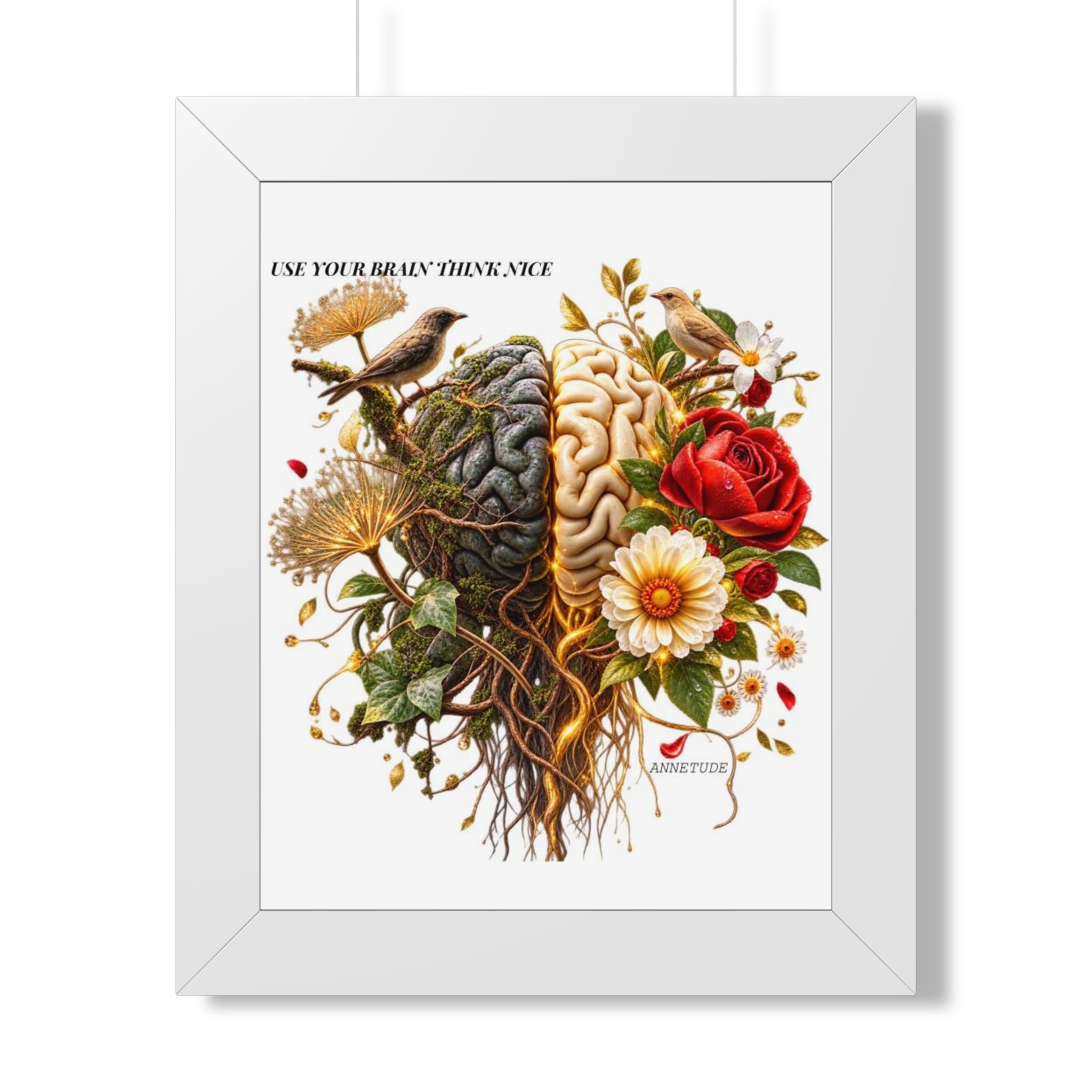 Framed Poster — 'Use Your Brain' Floral Brain Art