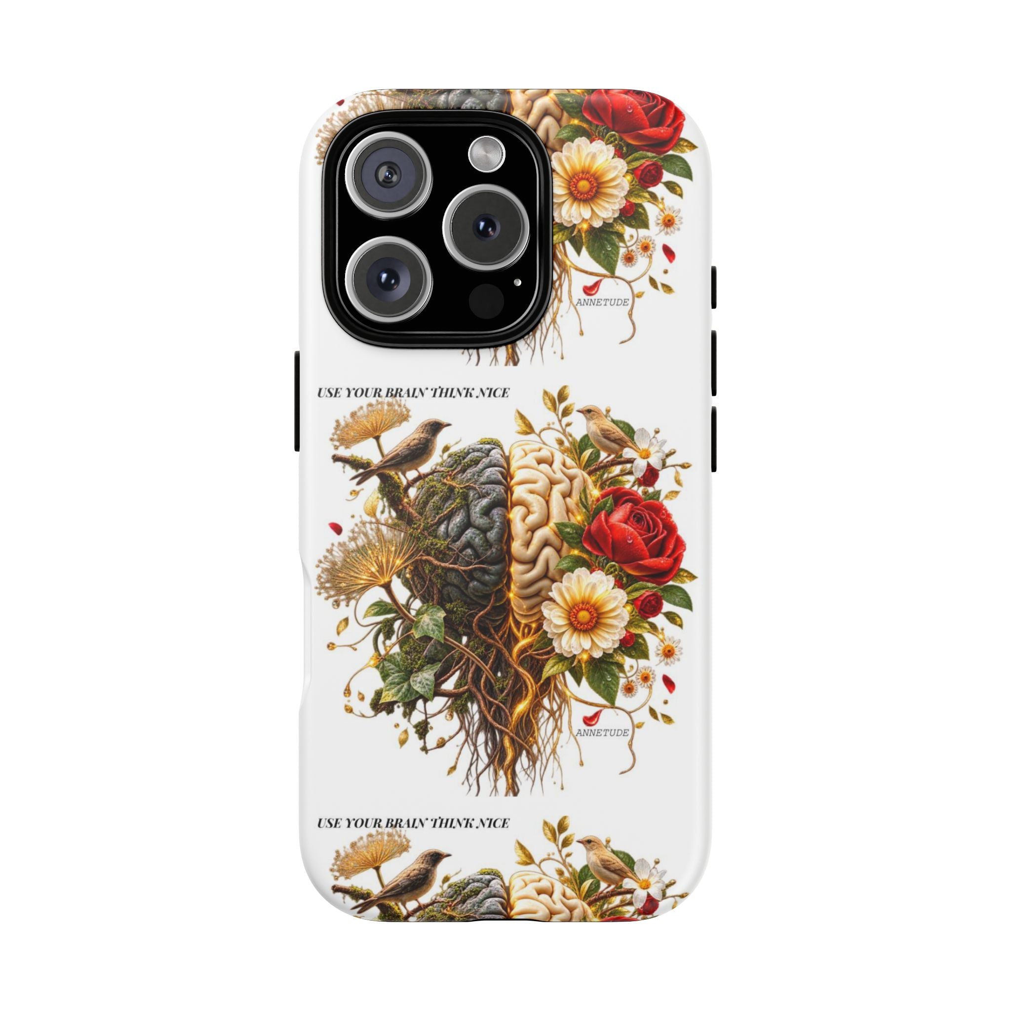 Phone Case — Floral Brain Illustration Protective Cover