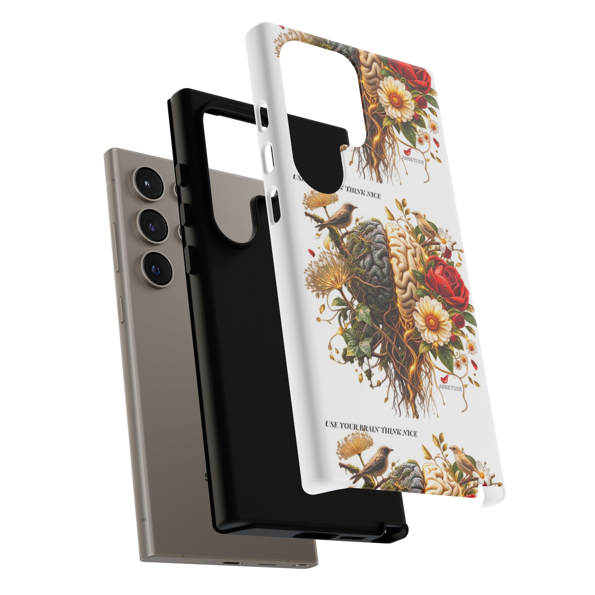 Phone Case — Floral Brain Illustration Protective Cover