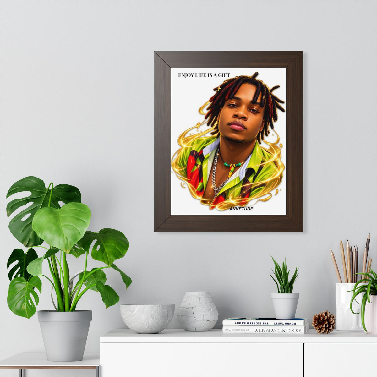 Framed Vertical Poster - "Enjoy Life Is A Gift" Portrait Art Print