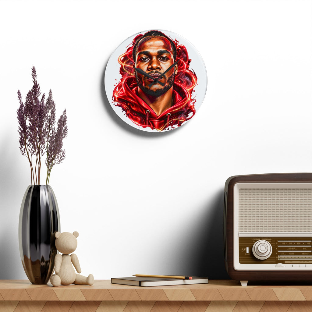 Basketball Star Portrait Acrylic Wall Clock