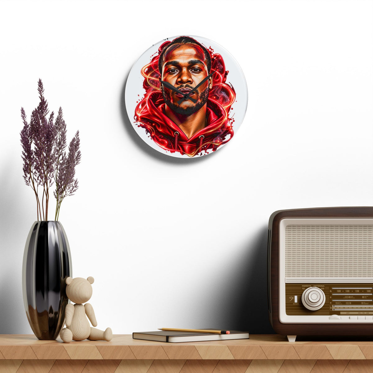 Basketball Star Portrait Acrylic Wall Clock