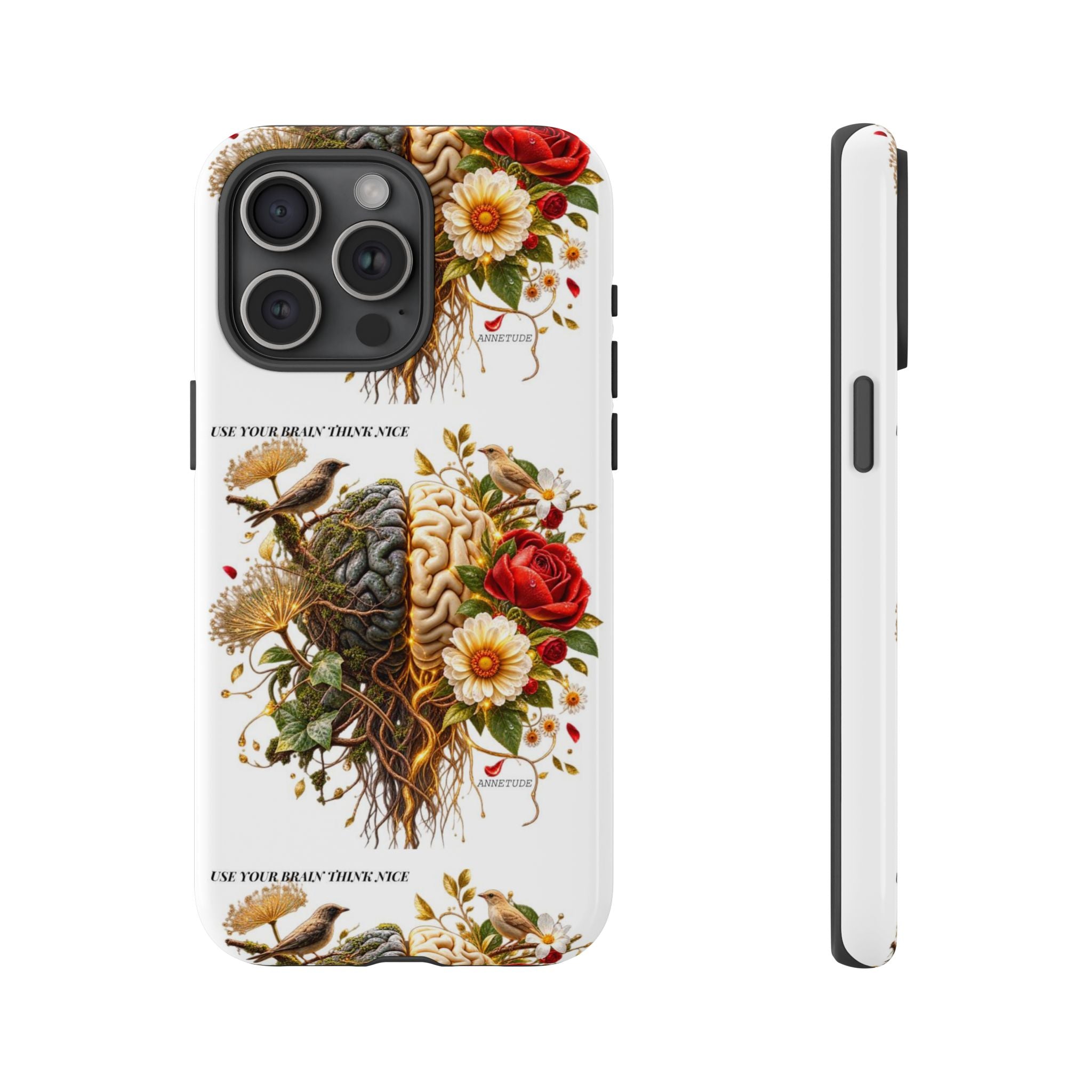 Phone Case — Floral Brain Illustration Protective Cover