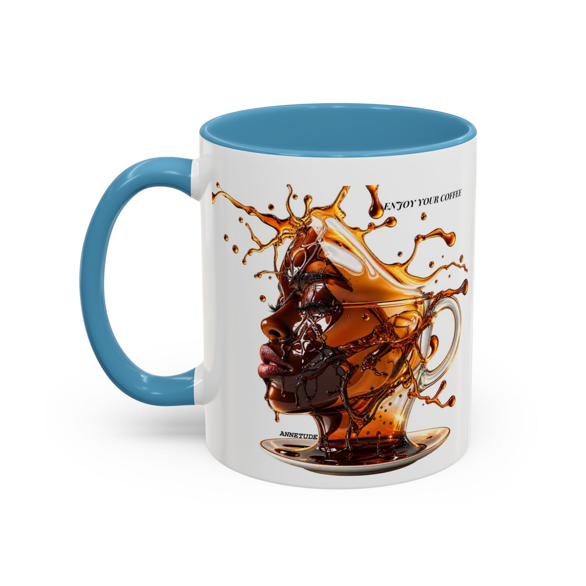 Coffee Splash Accent Mug — "Savor the Coffee" Artistic Drip Design (11/15oz)
