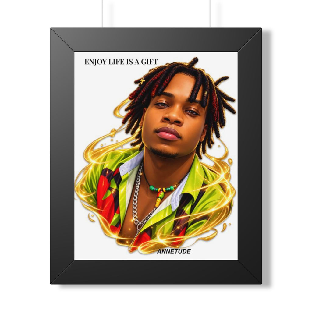 Framed Vertical Poster - "Enjoy Life Is A Gift" Portrait Art Print