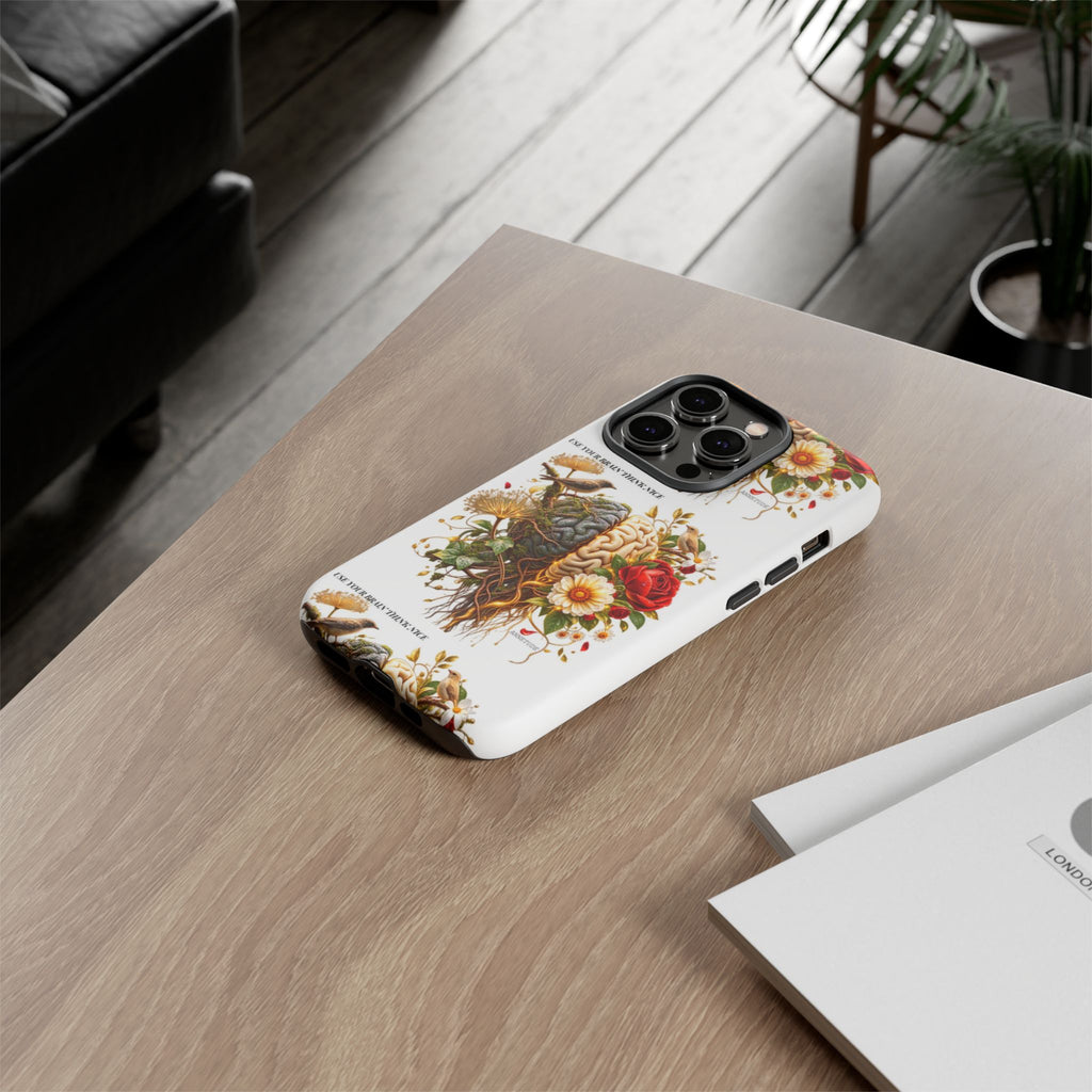 Phone Case — Floral Brain Illustration Protective Cover