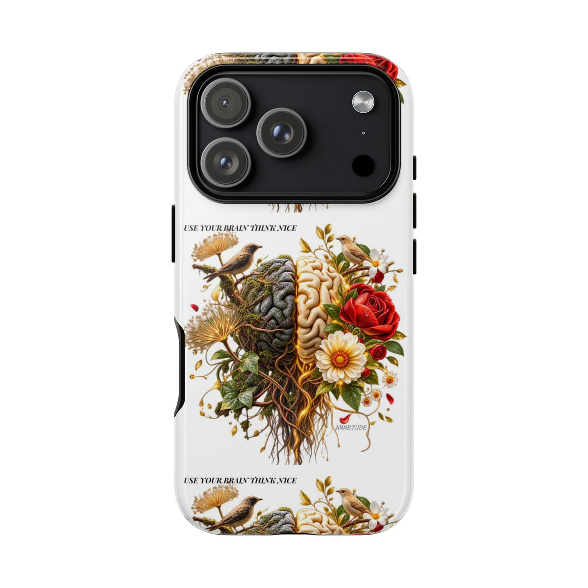 Phone Case — Floral Brain Illustration Protective Cover