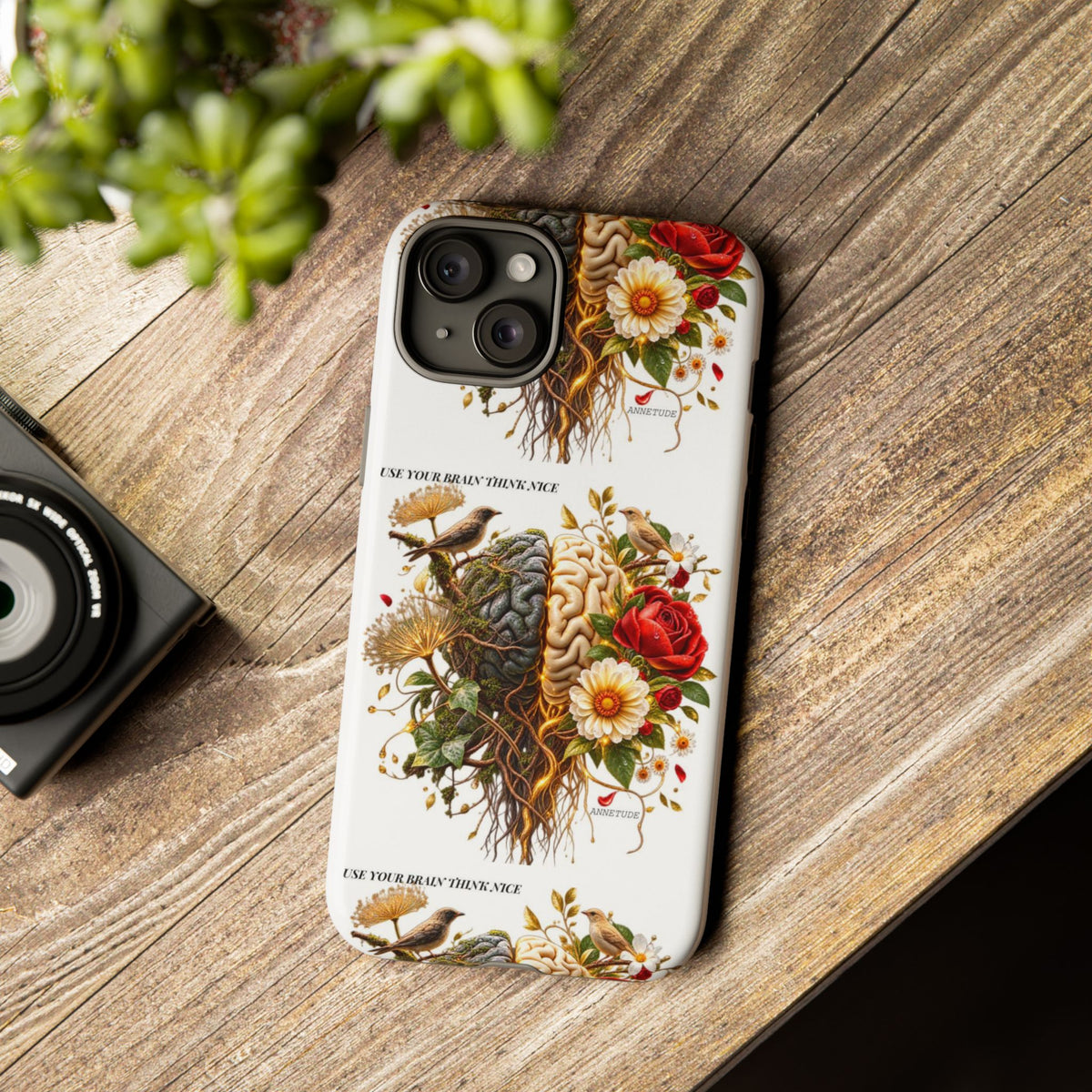 Phone Case — Floral Brain Illustration Protective Cover