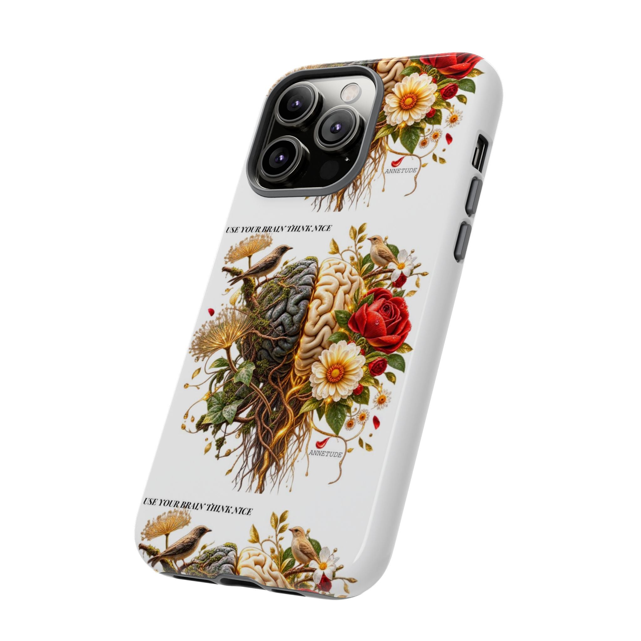Phone Case — Floral Brain Illustration Protective Cover