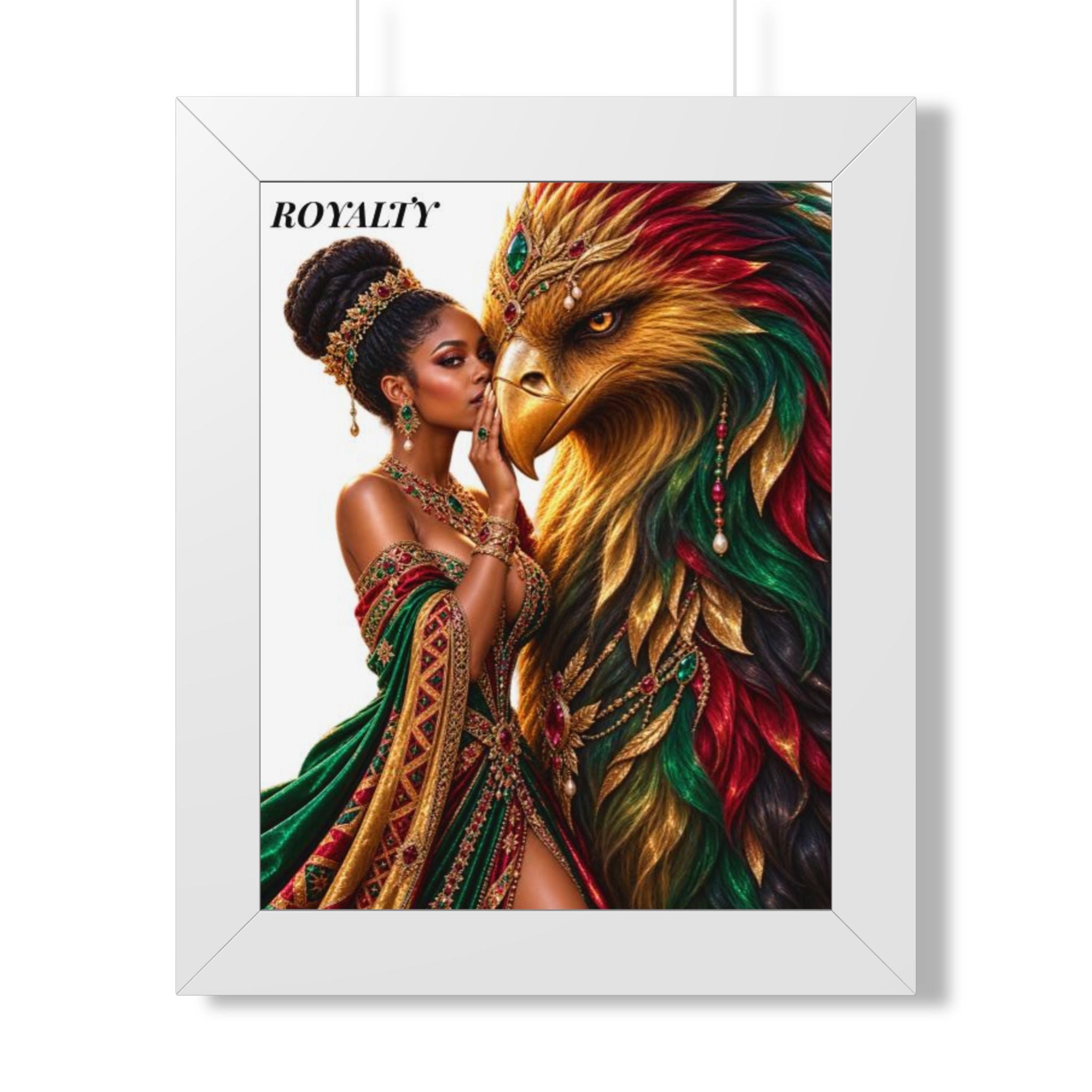Framed Poster — "Royalty" African Queen with Mythic Golden Eagle Art Print
