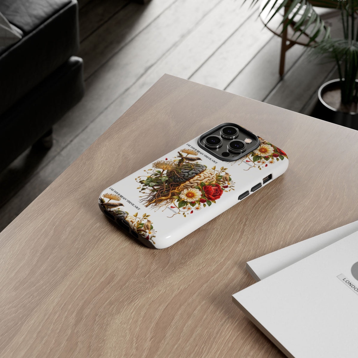 Phone Case — Floral Brain Illustration Protective Cover
