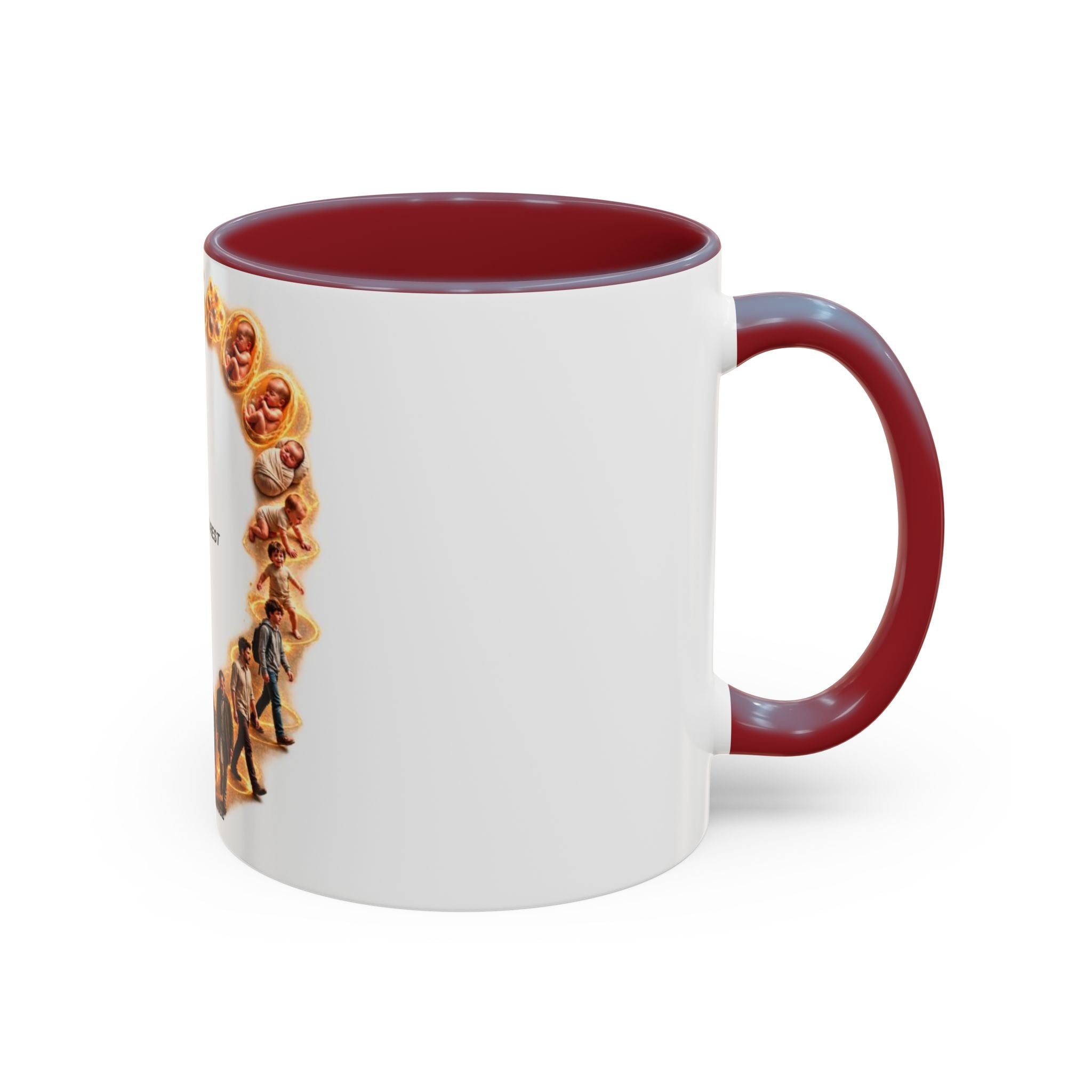 Coffee Mug — "From Birth to Rest" Illustrated Life Cycle Accent Mug
