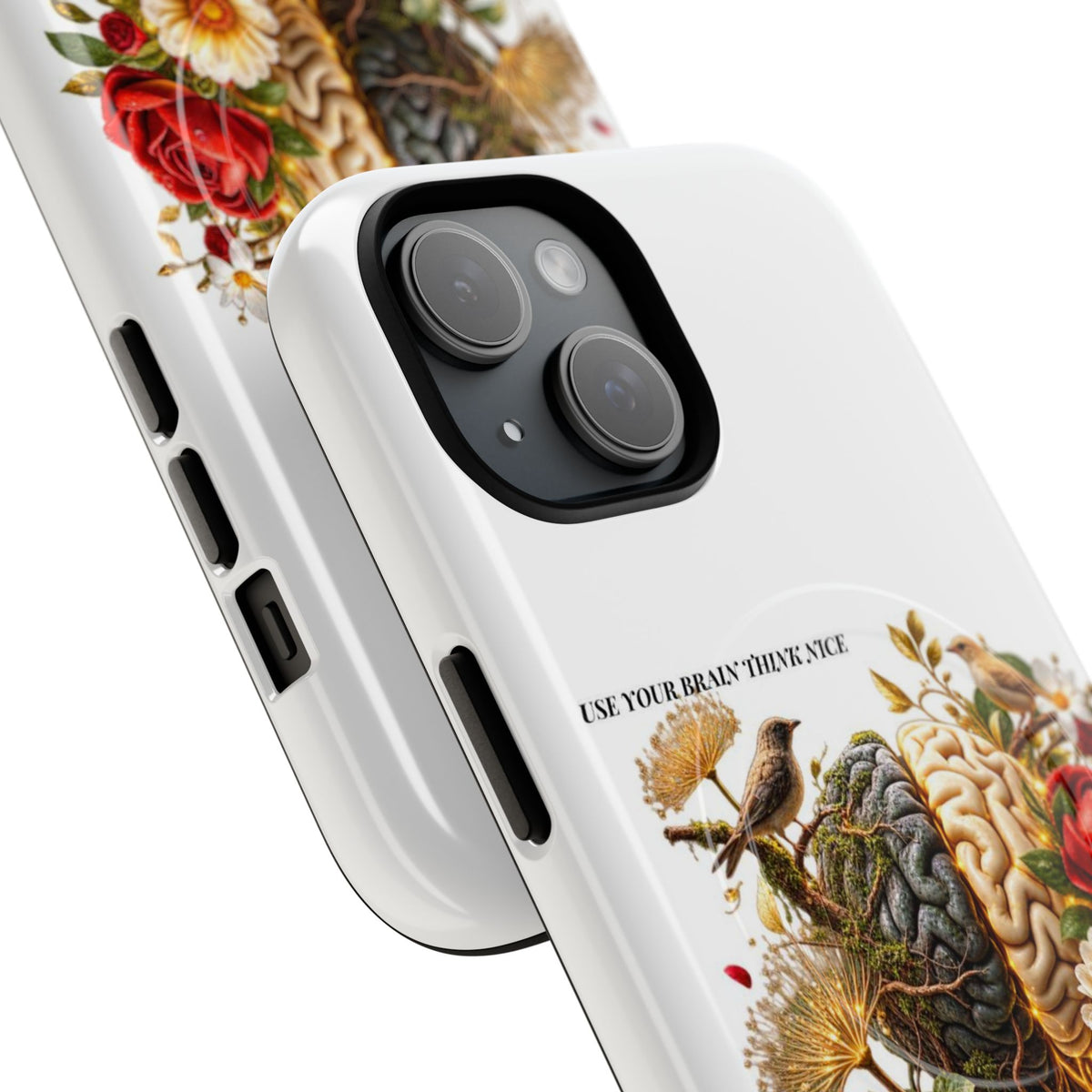 Phone Case — 'Use Your Brainy Think, Son' Floral Brain Magnetic Case