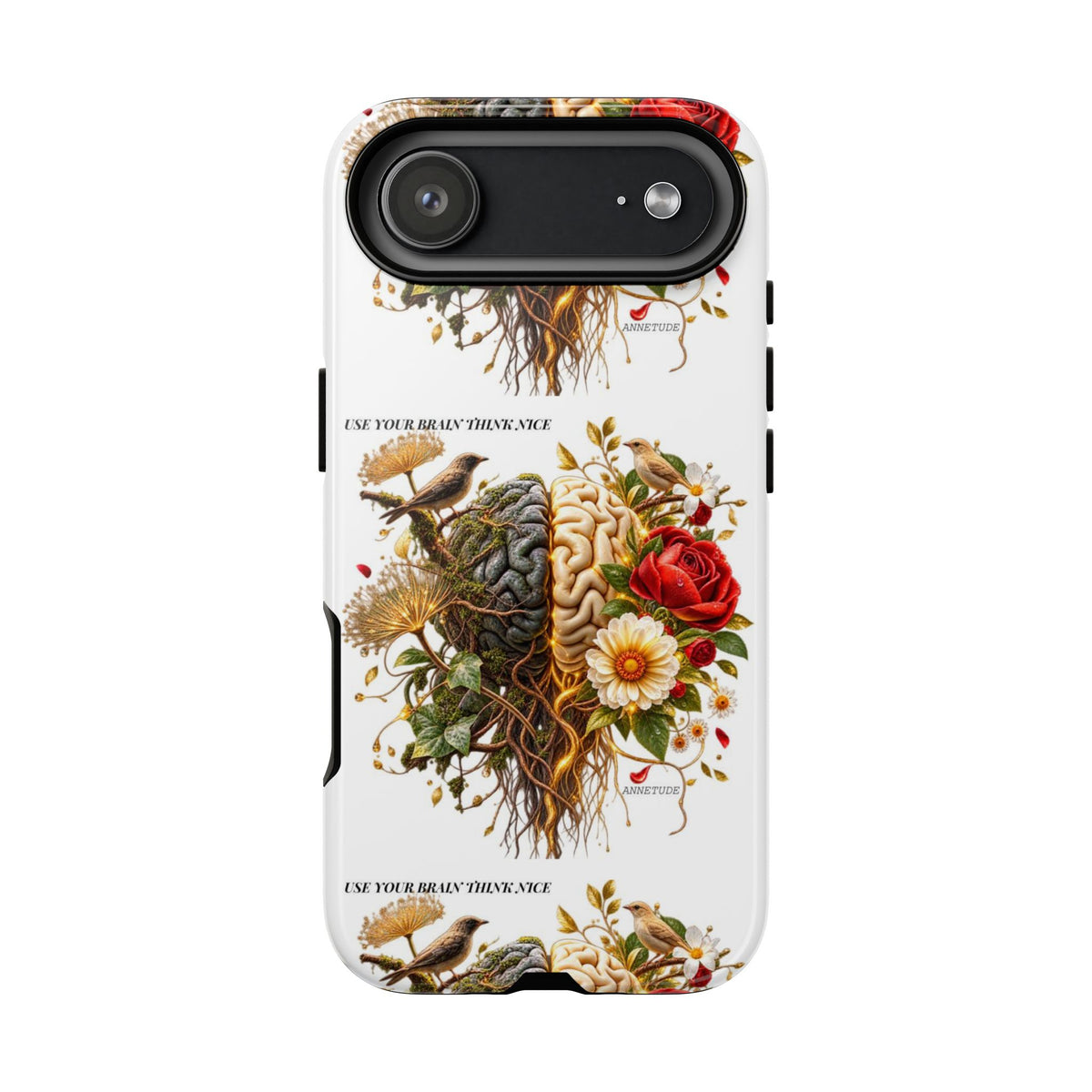 Phone Case — Floral Brain Illustration Protective Cover