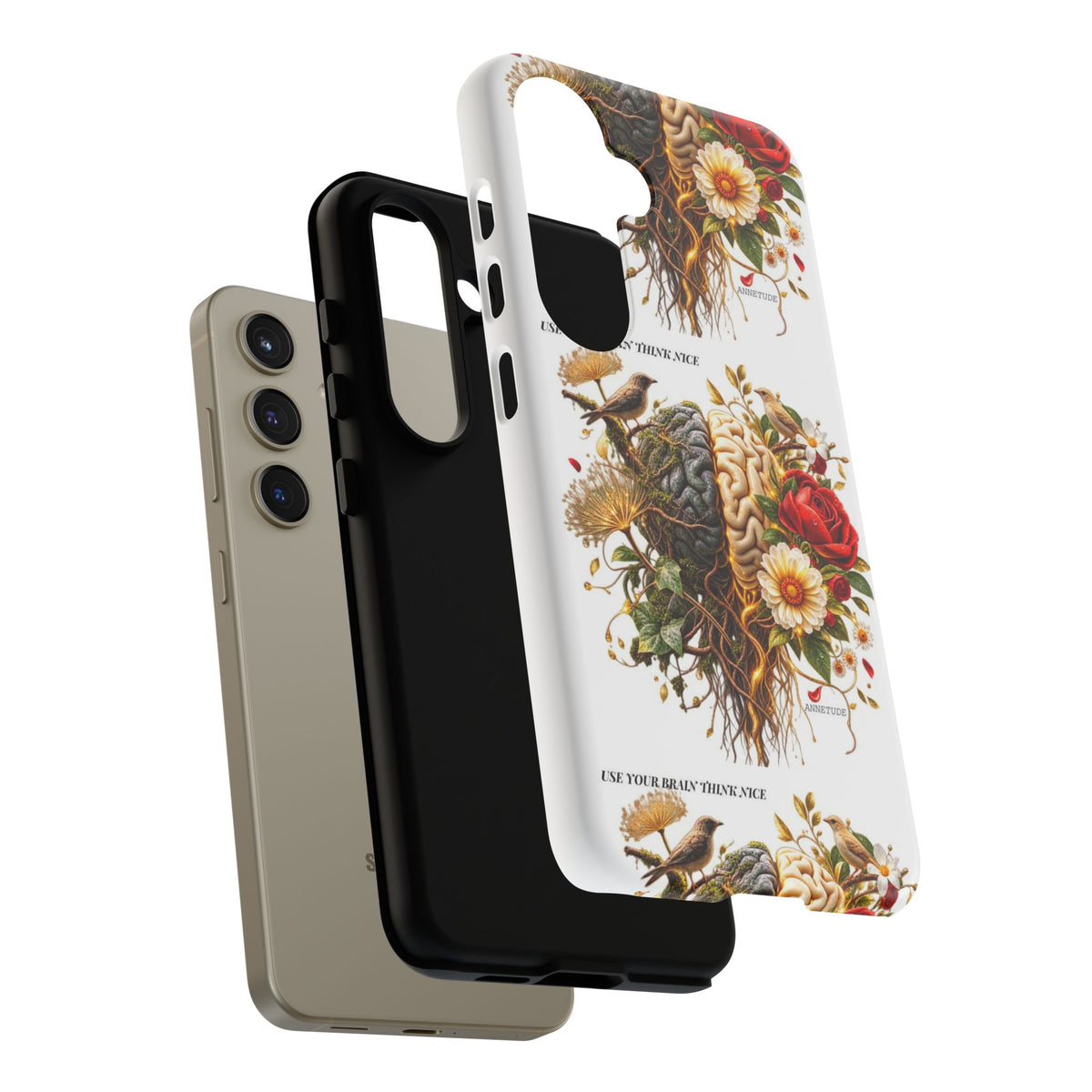 Phone Case — Floral Brain Illustration Protective Cover