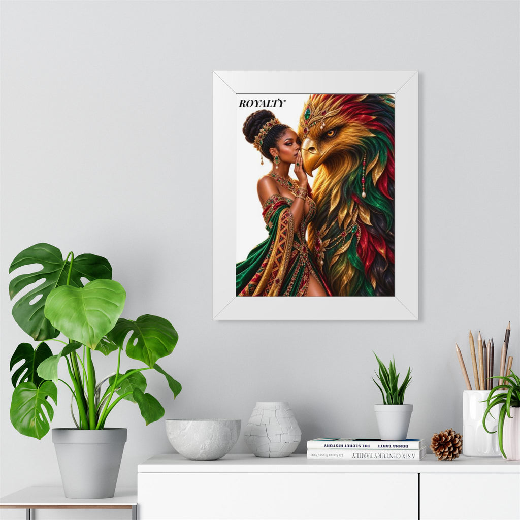 Framed Poster — "Royalty" African Queen with Mythic Golden Eagle Art Print
