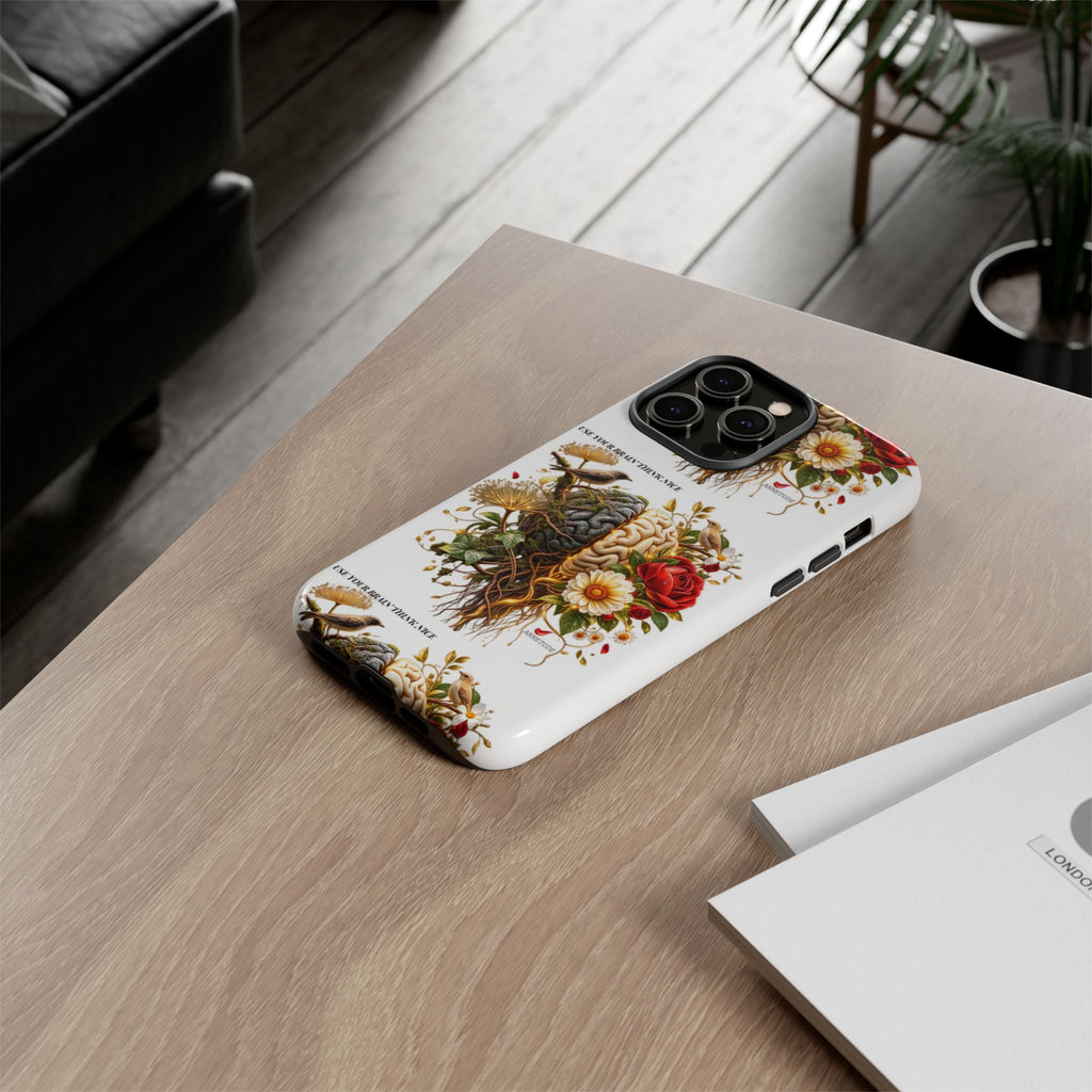 Phone Case — Floral Brain Illustration Protective Cover