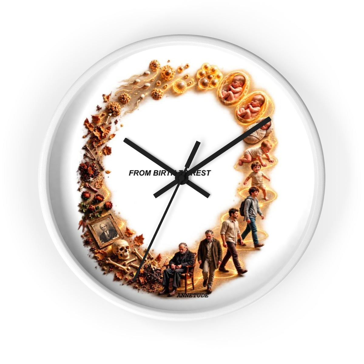 Wall Clock — 'From Birth to Rest' Time Cycle Decorative Clock