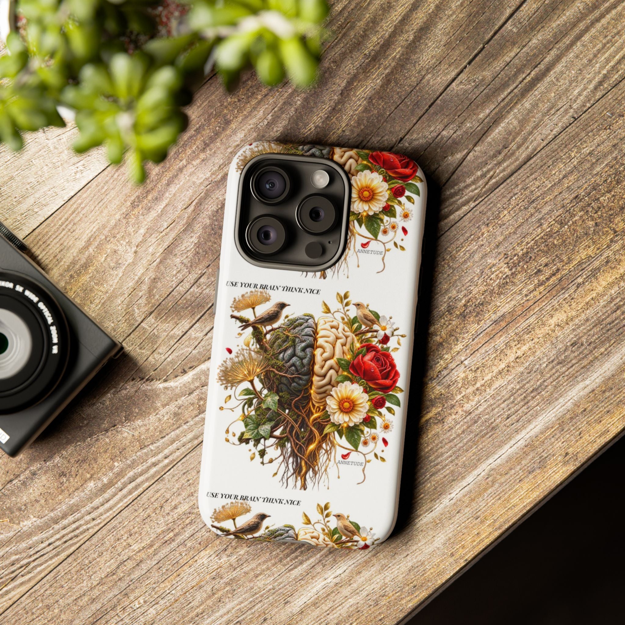 Phone Case — Floral Brain Illustration Protective Cover