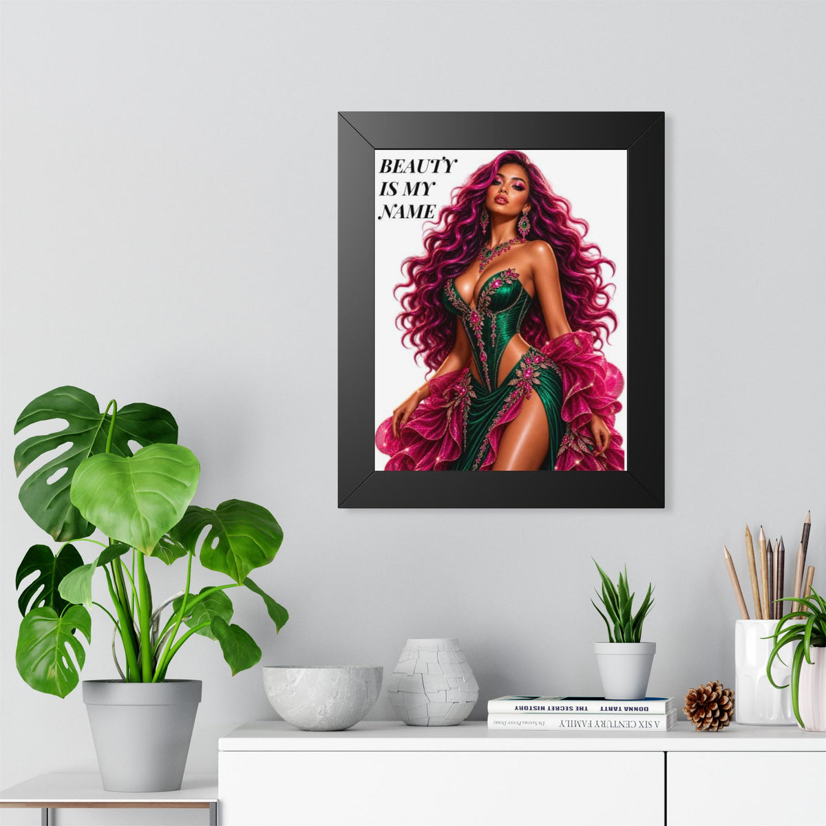 Framed Poster - "Beauty Is My Name" Glamorous Femme Portrait Art Print