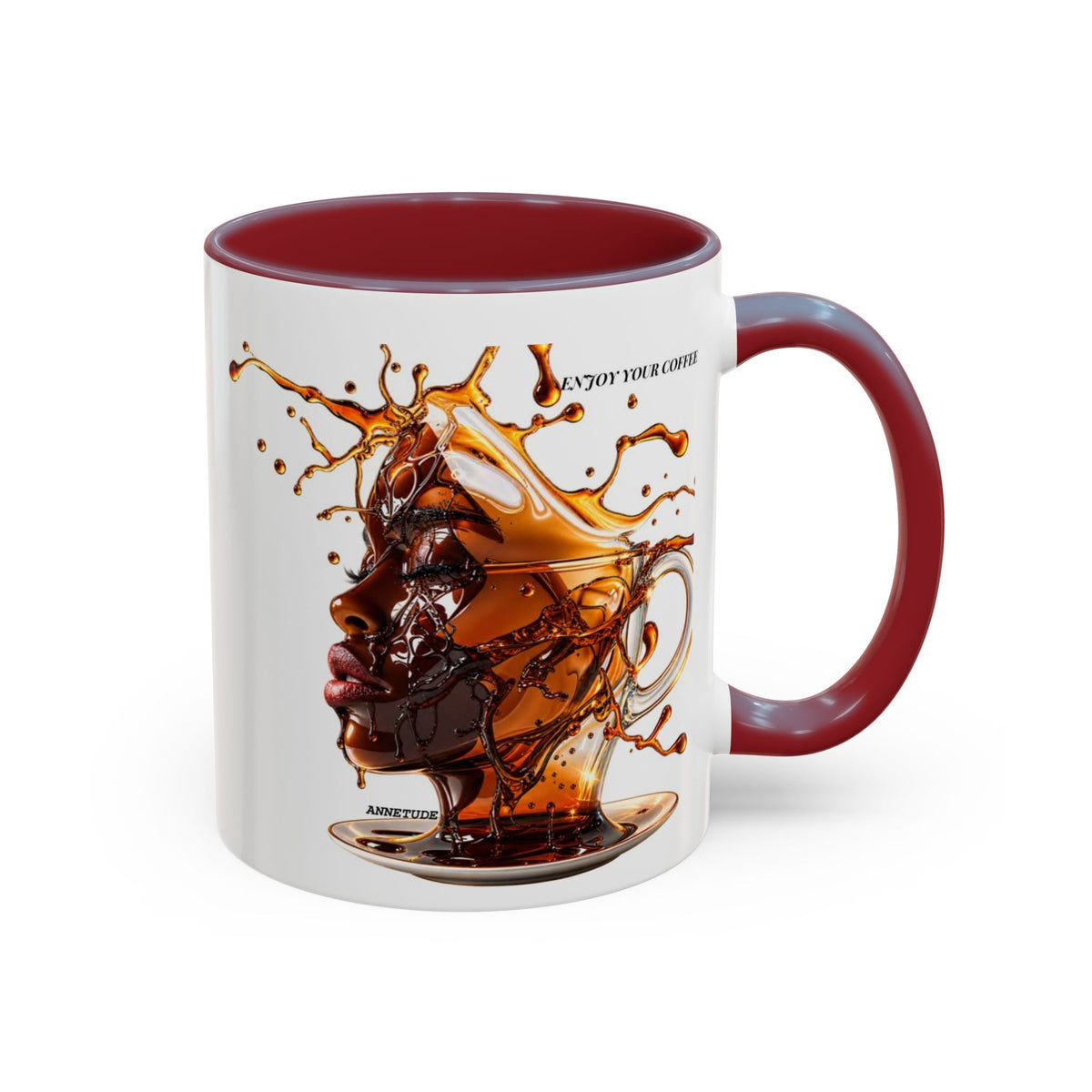 Coffee Splash Accent Mug — "Savor the Coffee" Artistic Drip Design (11/15oz)