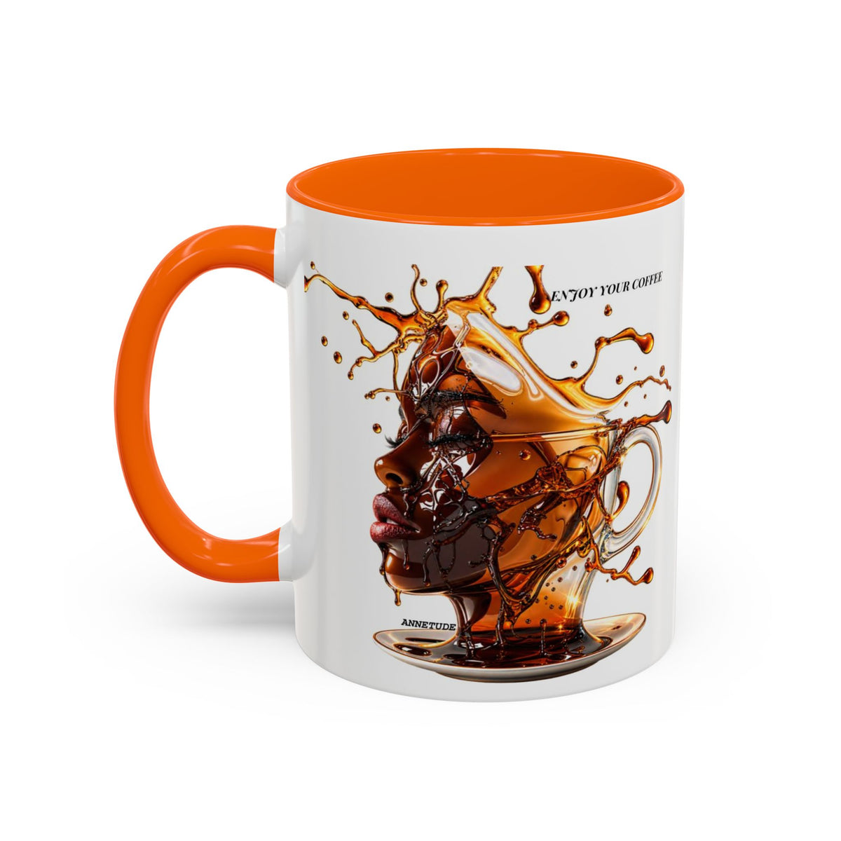Coffee Splash Accent Mug — "Savor the Coffee" Artistic Drip Design (11/15oz)