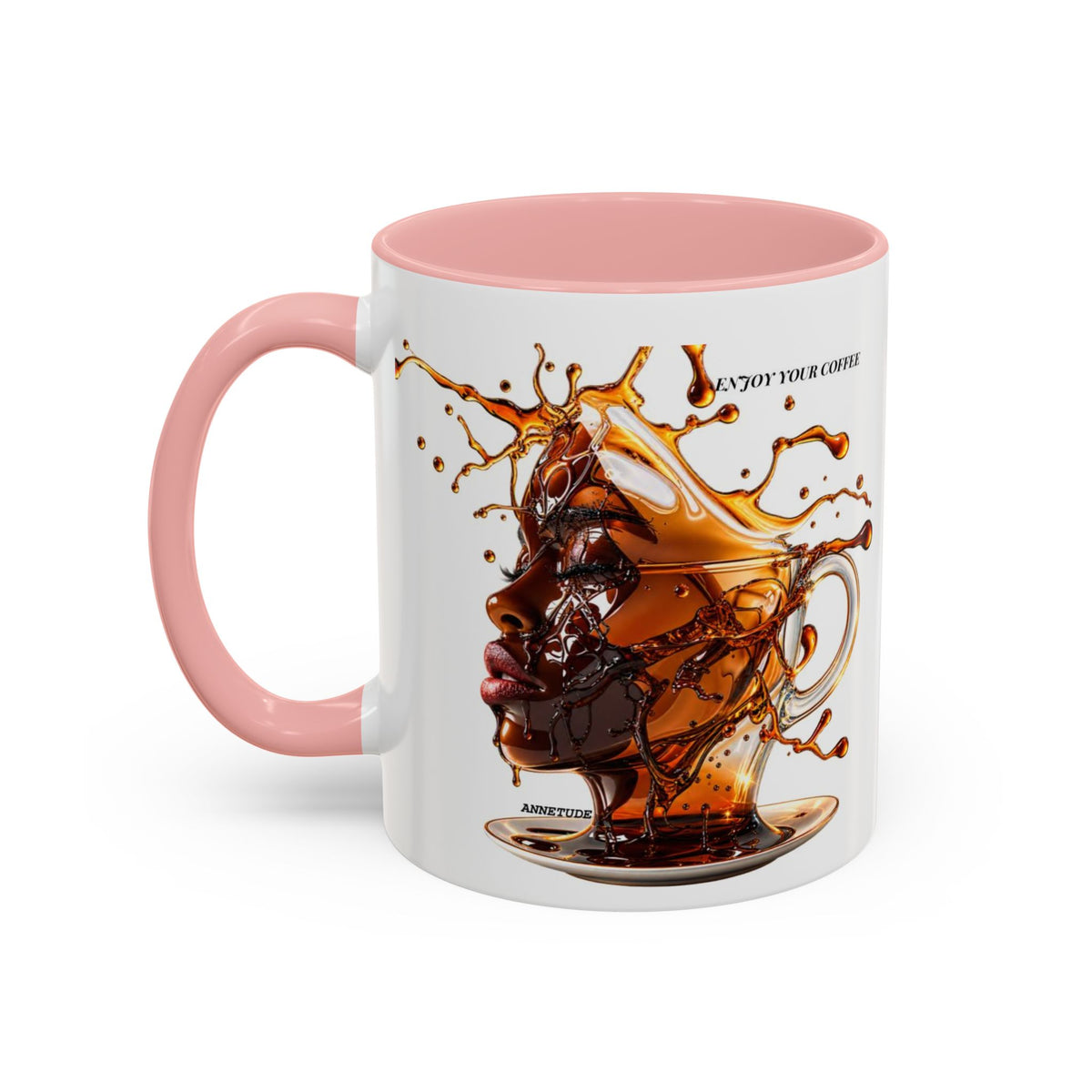 Coffee Splash Accent Mug — "Savor the Coffee" Artistic Drip Design (11/15oz)