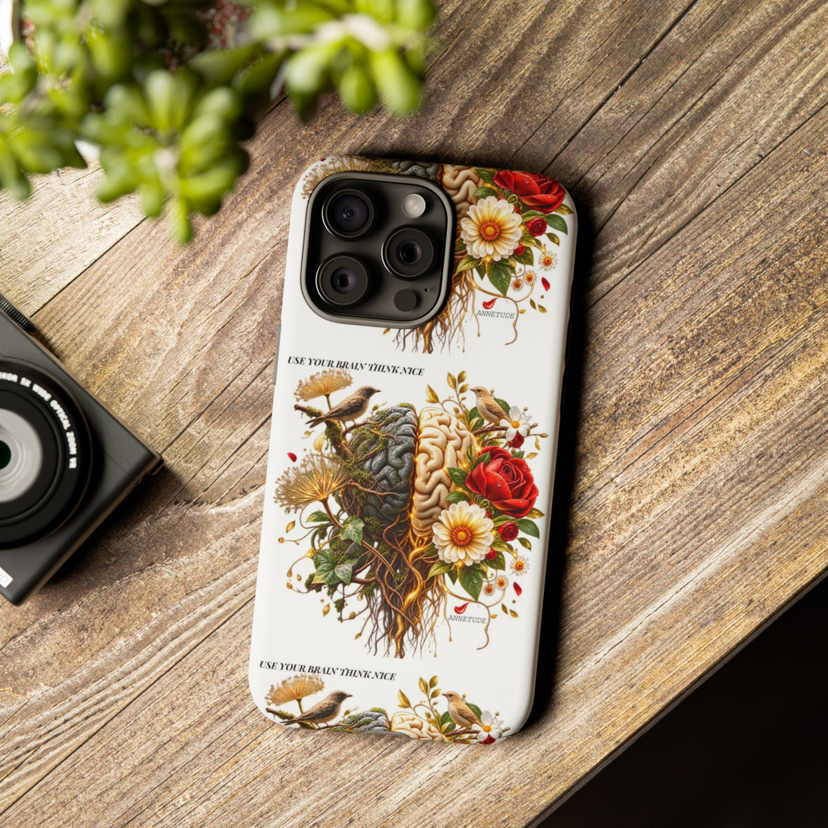 Phone Case — Floral Brain Illustration Protective Cover