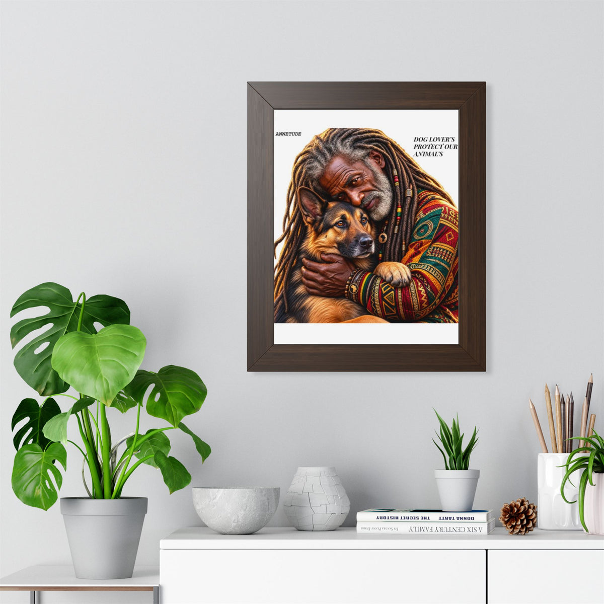 Framed Poster — 'Dog Lover’s Protect Our Animals' Portrait