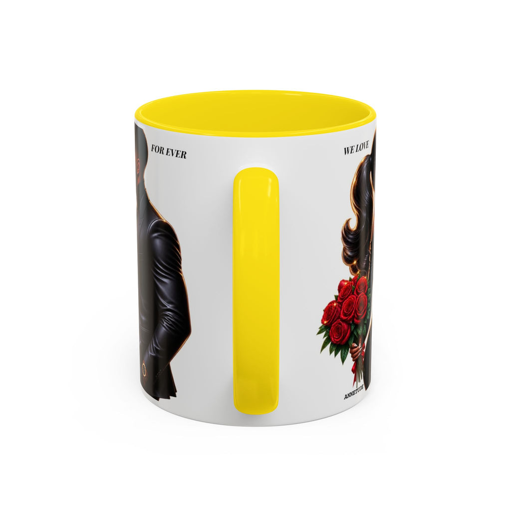 Romantic Black Couple Accent Coffee Mug - 'We Love Forever' 11/15oz