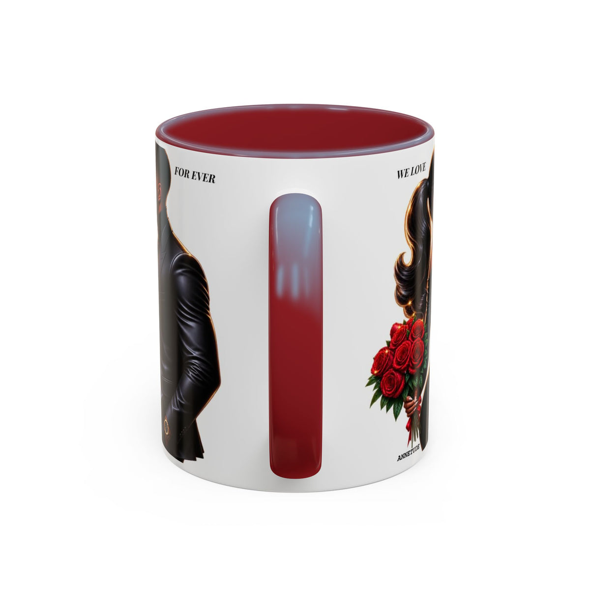 Romantic Black Couple Accent Coffee Mug - 'We Love Forever' 11/15oz