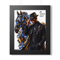 Be Yourself Framed Poster — Stylish Black Gentleman & Futuristic Horse Art
