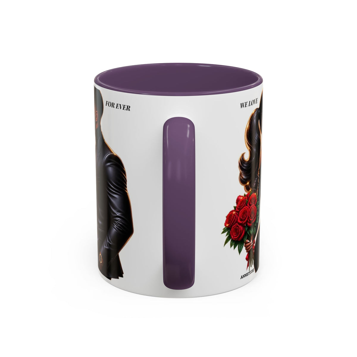 Romantic Black Couple Accent Coffee Mug - 'We Love Forever' 11/15oz
