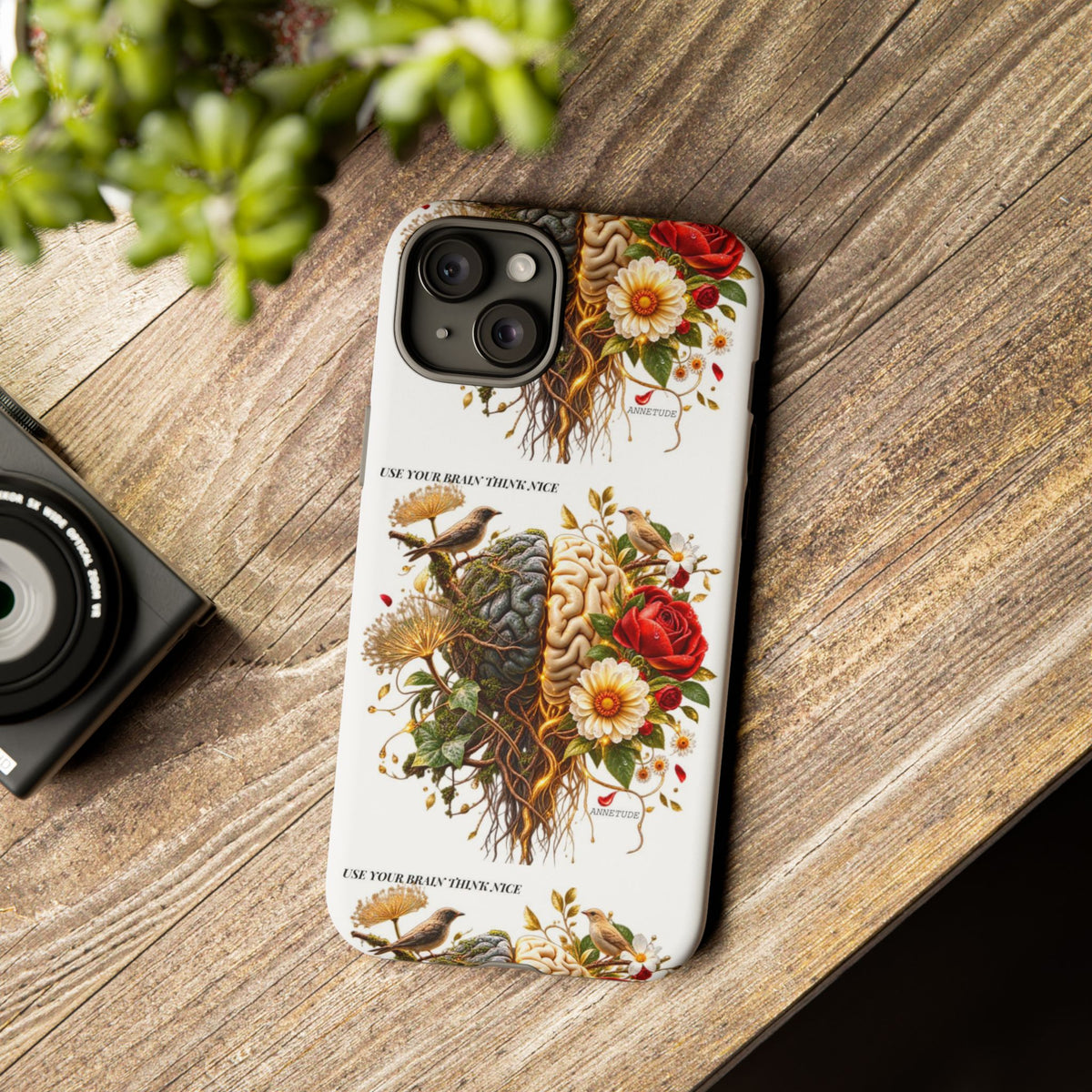Phone Case — Floral Brain Illustration Protective Cover