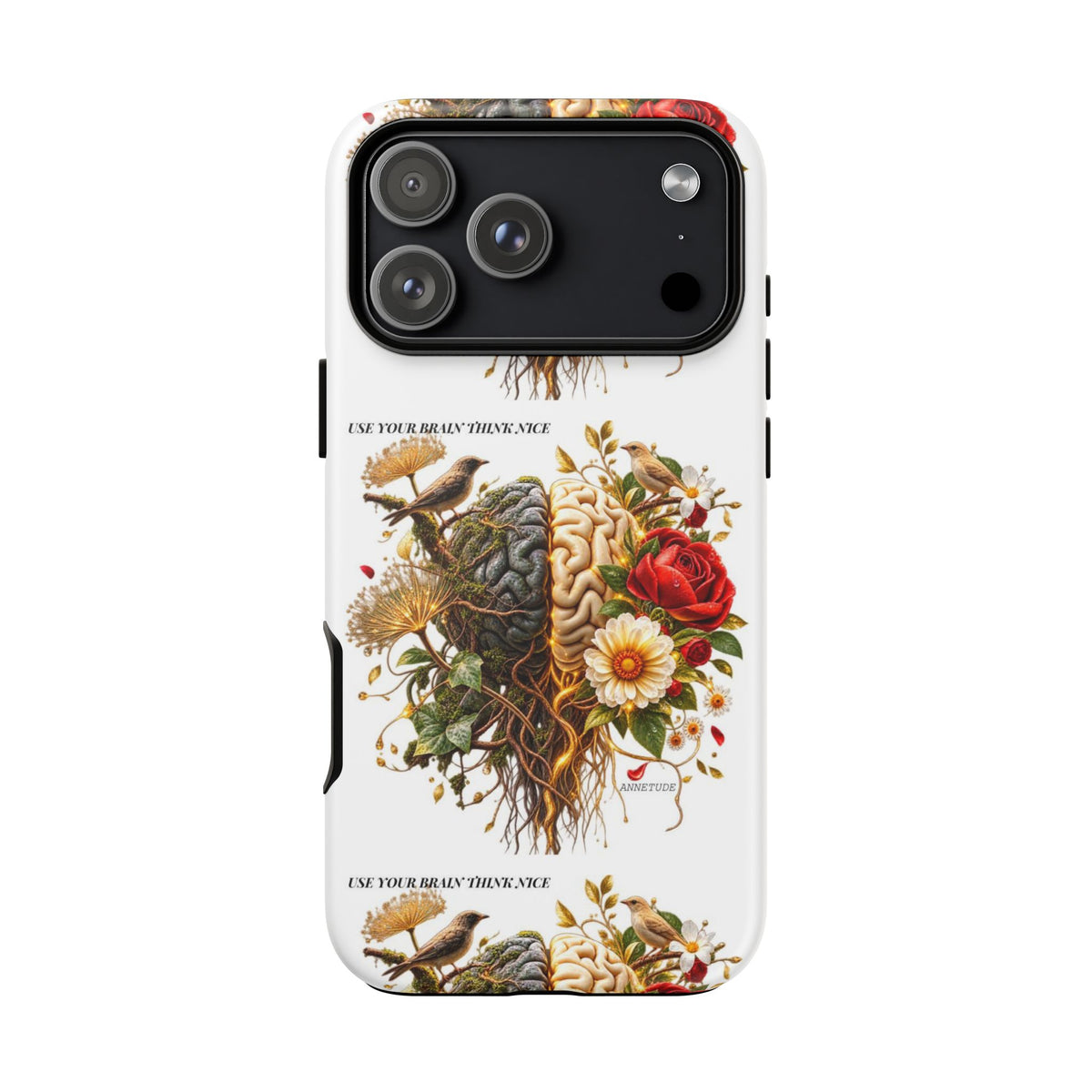 Phone Case — Floral Brain Illustration Protective Cover