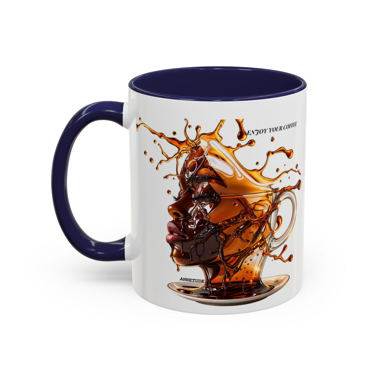 Coffee Splash Accent Mug — "Savor the Coffee" Artistic Drip Design (11/15oz)