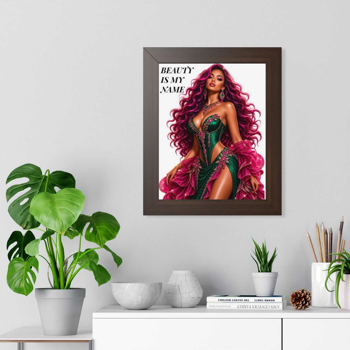 Framed Poster - "Beauty Is My Name" Glamorous Femme Portrait Art Print