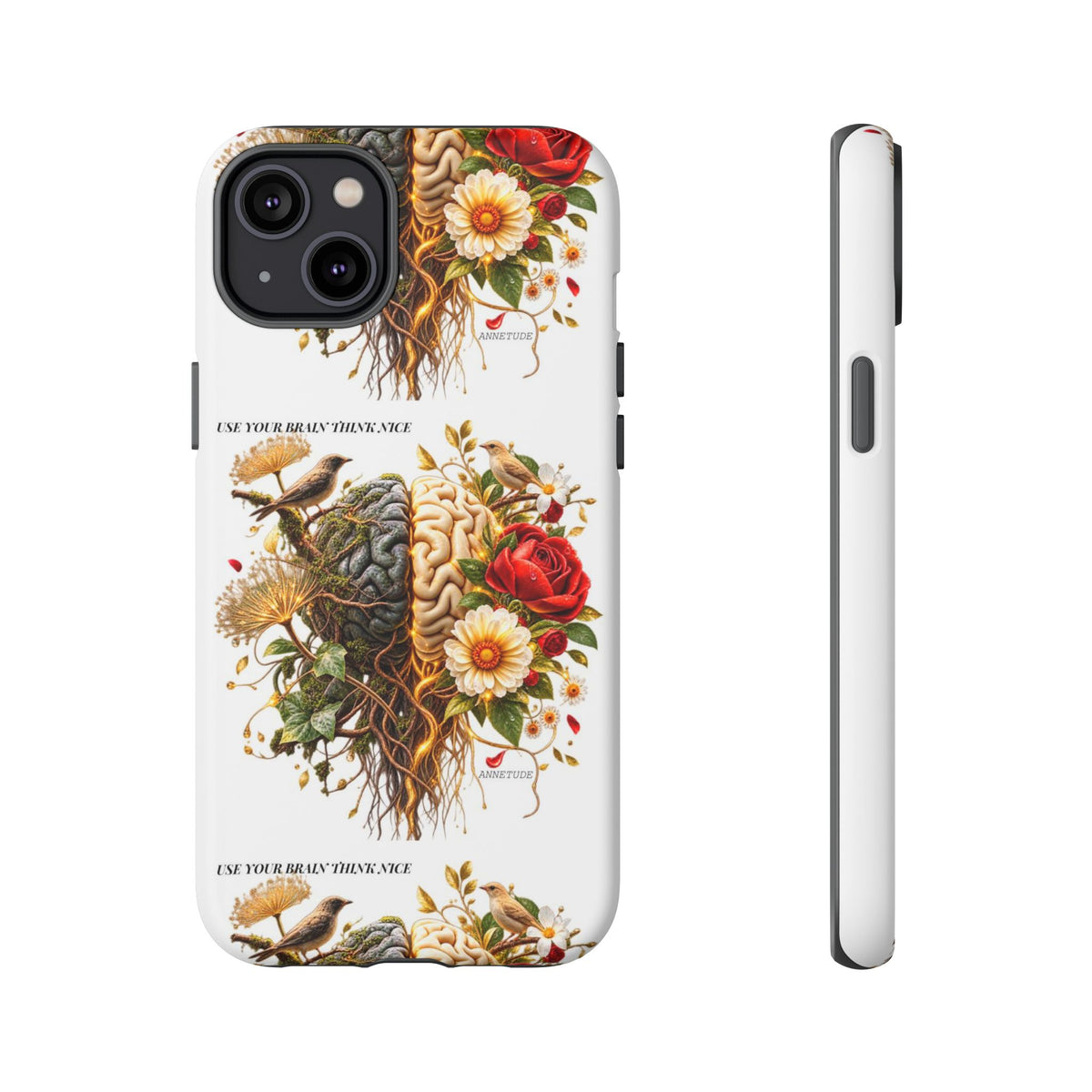 Phone Case — Floral Brain Illustration Protective Cover