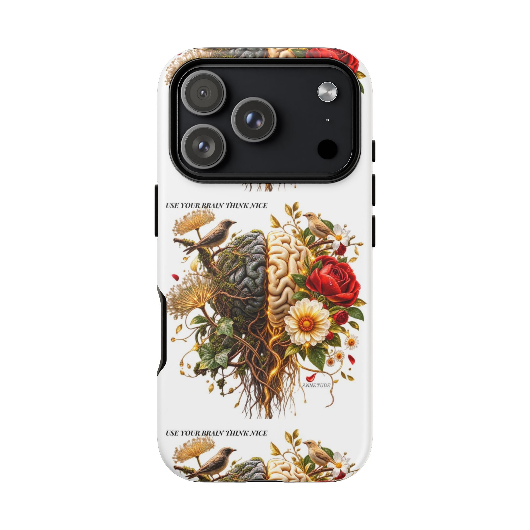 Phone Case — Floral Brain Illustration Protective Cover