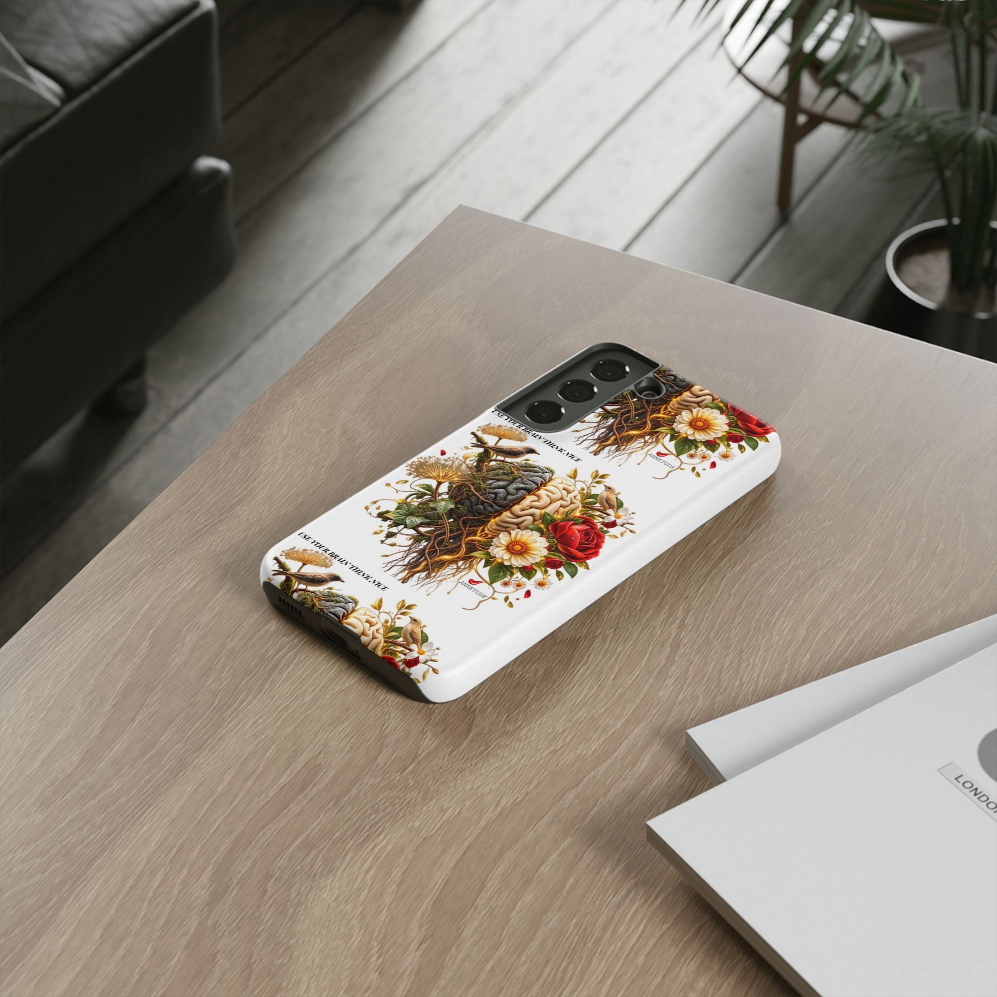 Phone Case — Floral Brain Illustration Protective Cover