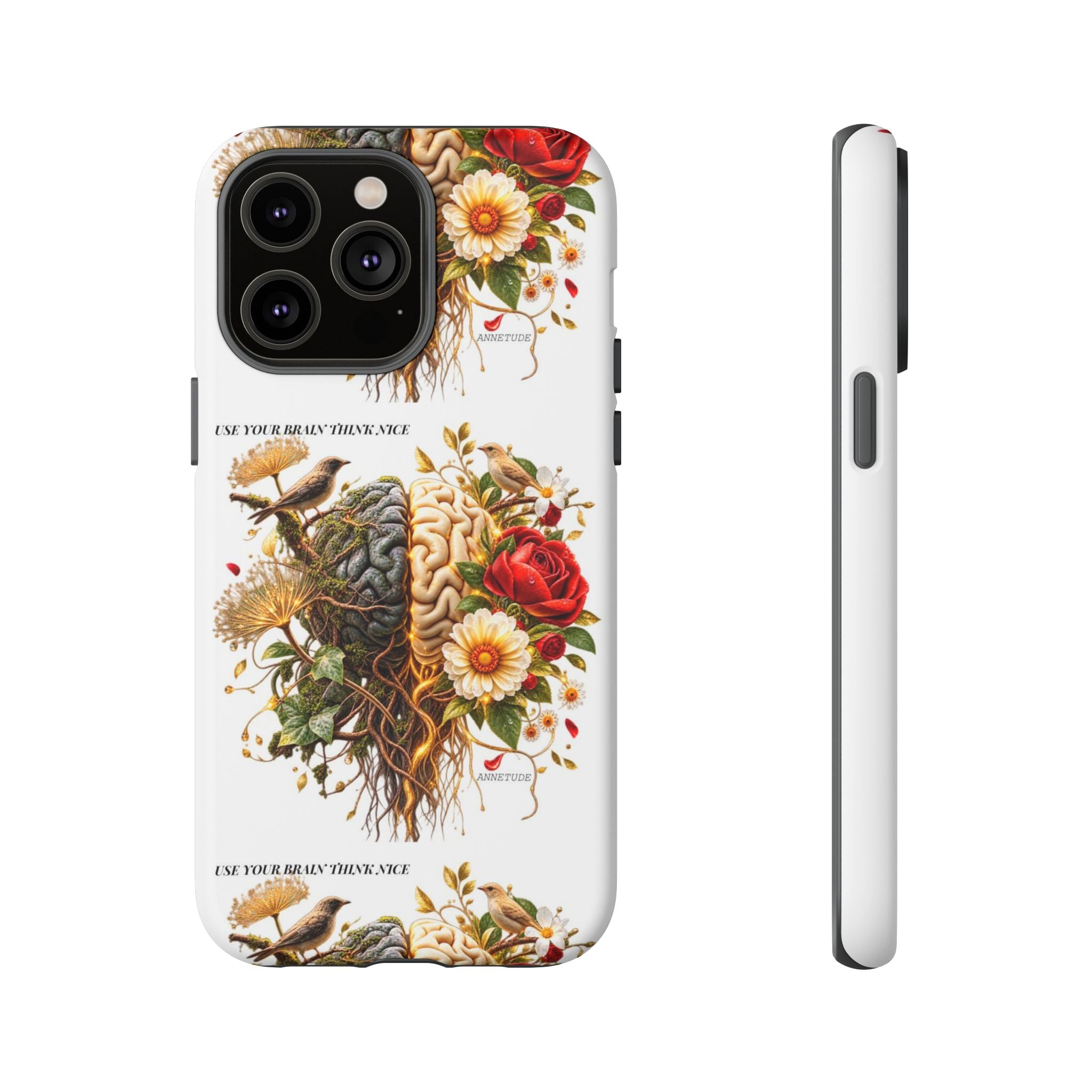 Phone Case — Floral Brain Illustration Protective Cover