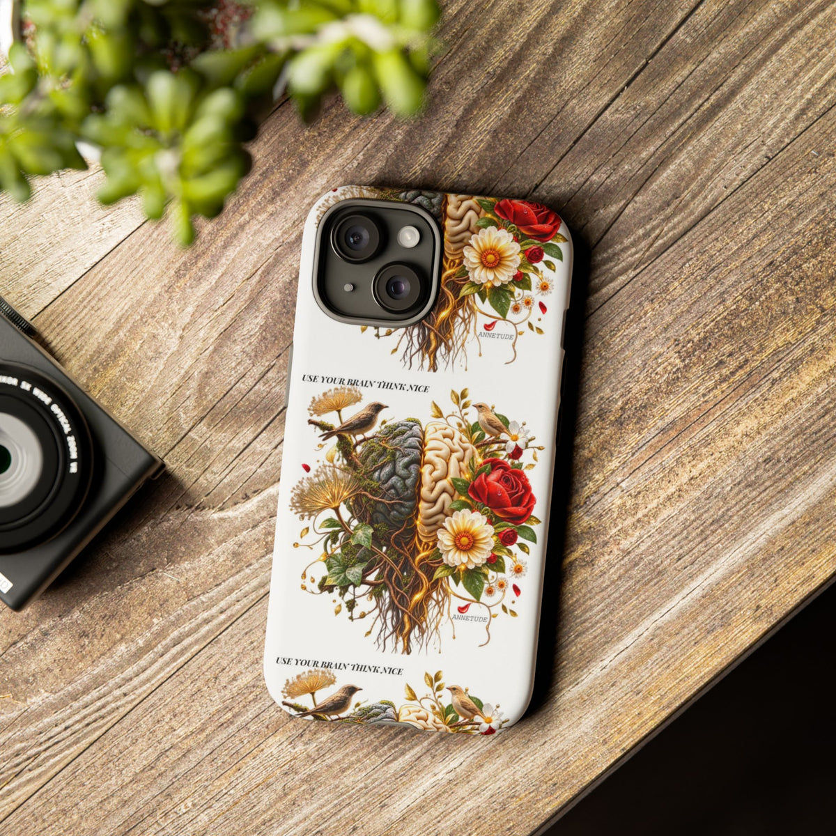 Phone Case — Floral Brain Illustration Protective Cover