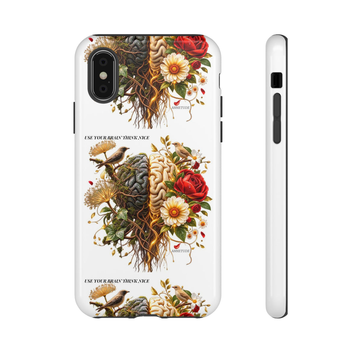 Phone Case — Floral Brain Illustration Protective Cover