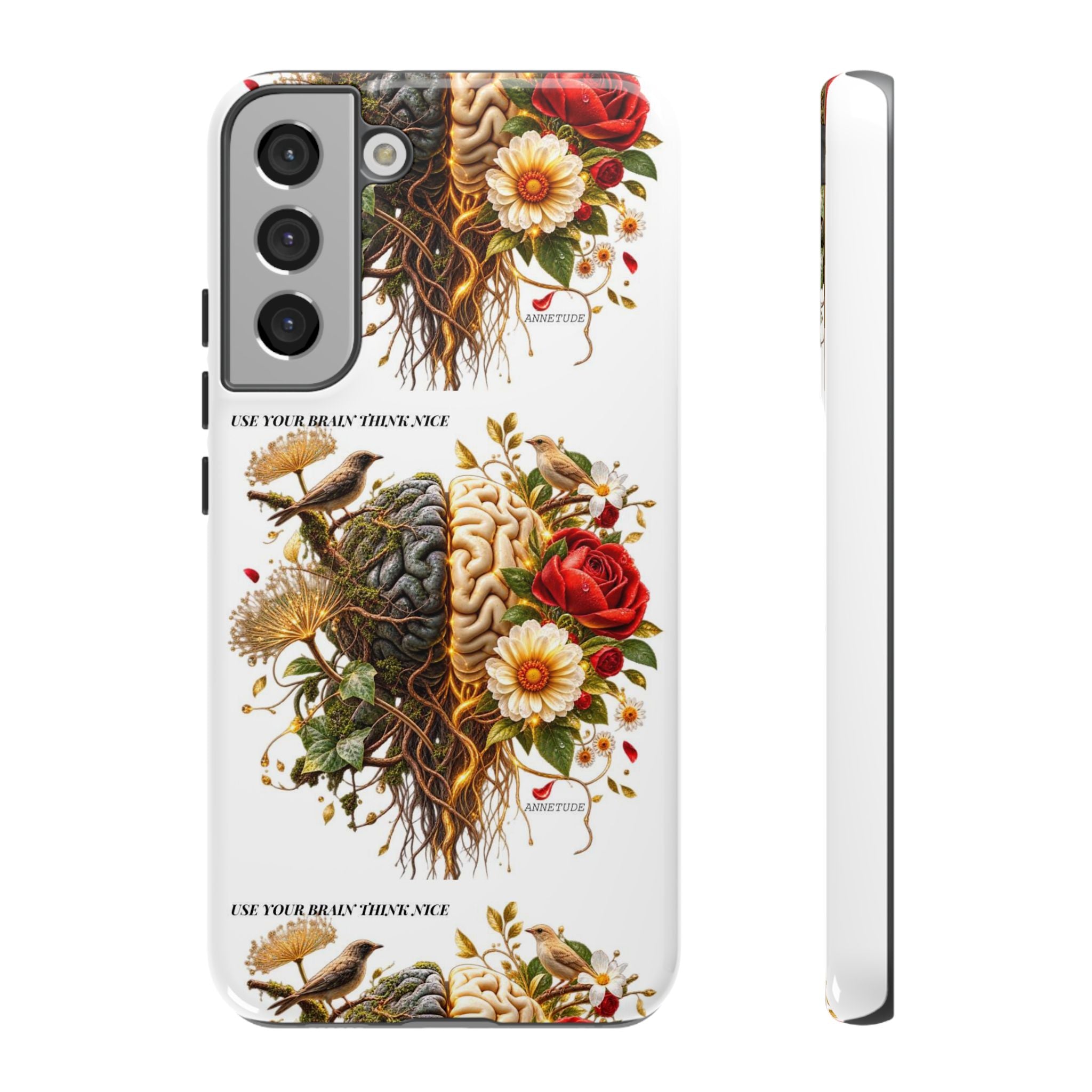 Phone Case — Floral Brain Illustration Protective Cover